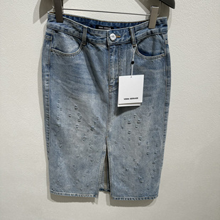 VeraSeriase正品2025新款女装魅力开衩牛仔半裙