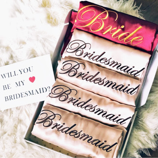 晨袍结婚女婚礼丝绸生日派对睡袍趴红色新娘伴娘团伴手礼冰丝睡衣