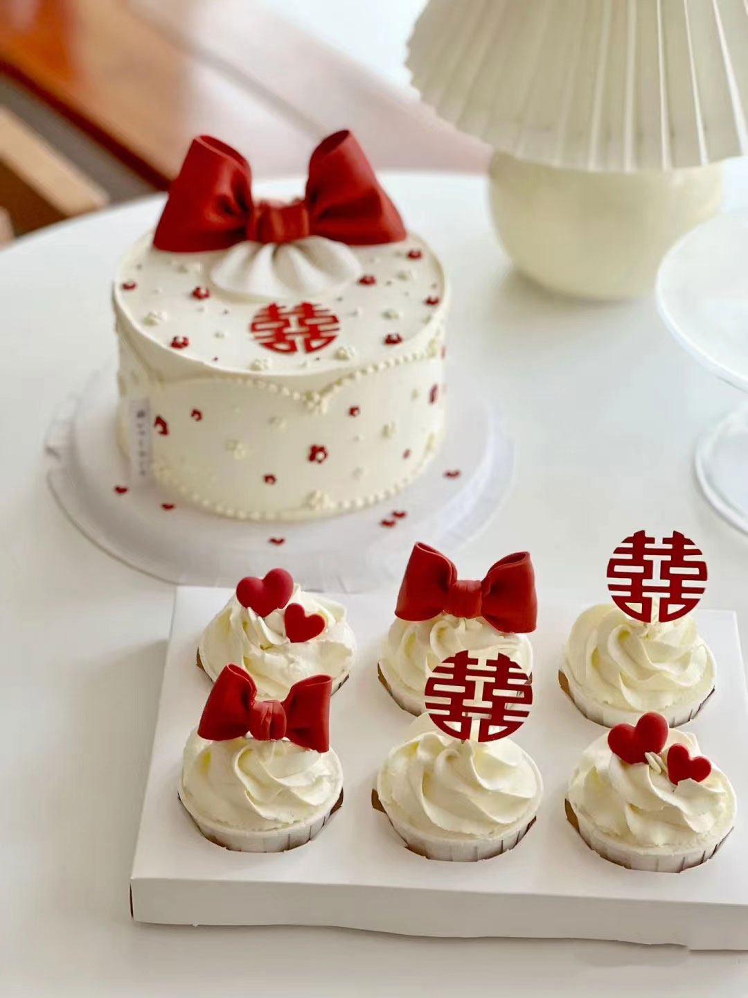 复古婚礼蛋糕甜品台布丁杯装饰摆件囍字结婚插件中式婚庆马芬杯