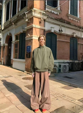 fank之家 纯色防水飞行夹克军绿色短款春秋炸街潮流立领外套