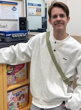 弗兰克同款400g纯色亨利领纽扣卫衣男生上衣内搭休闲宽松百搭春季