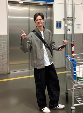 立领夹克男生浅灰色2025春季新品韩系百搭宽松休闲潮流上衣外套