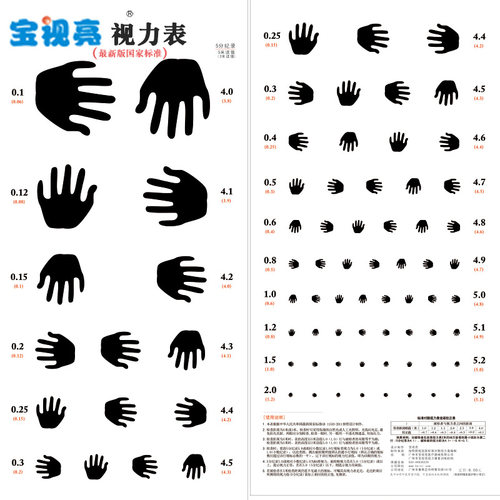 宝视亮手掌远用视力表 5米3米适用全家适用 防水耐用印刷视力表