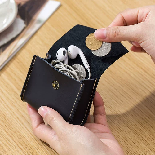 Универсальный маленький креативный кошелек, ретро наушники, сумка для техники, монеты, ключница, сумка для хранения, из натуральной кожи