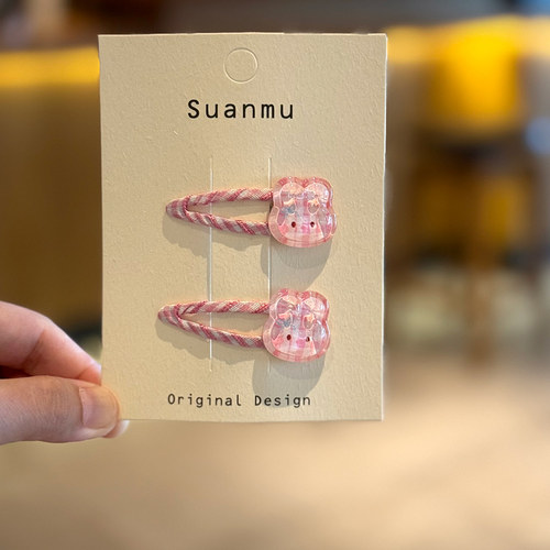 儿童发饰可爱粉色蝴蝶结小兔碎发夹女童侧边刘海BB夹简约百搭发夹