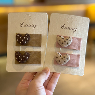 儿童可爱爱心波点布艺发夹宝宝秋冬发卡女童碎发夹掰掰夹女孩发饰