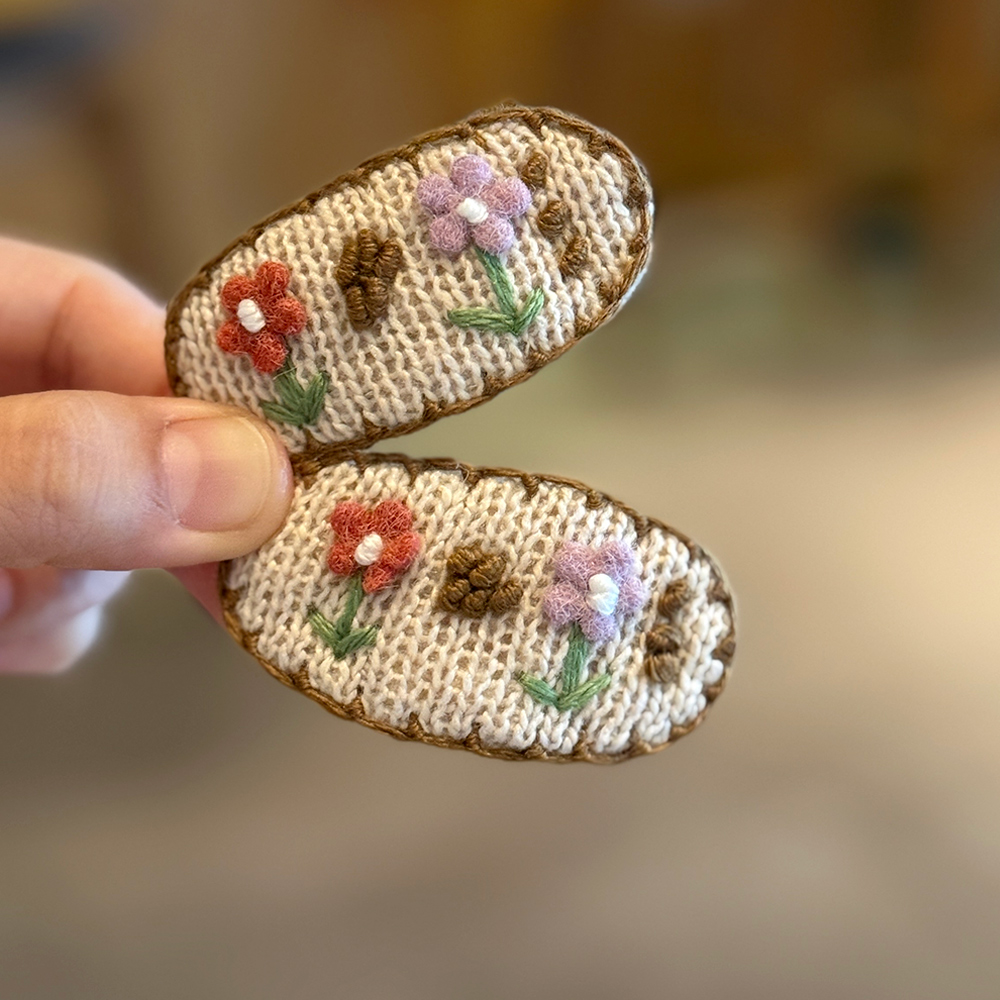 儿童手工编织毛线花朵发夹公主风刘海BB夹碎发夹小女孩头饰侧边夹