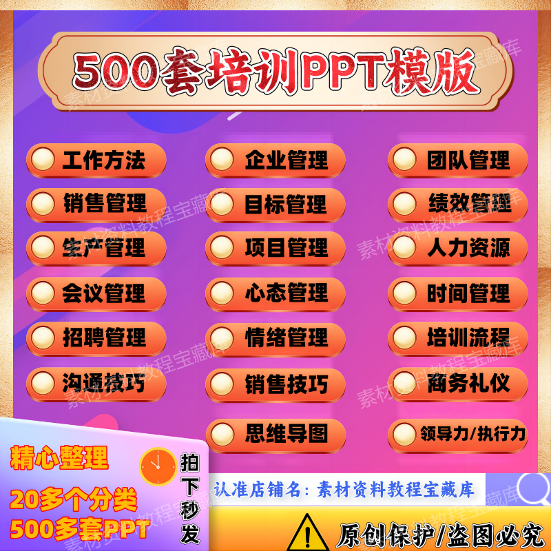 新版500套企业内训培训课程PPT 职场员工管理公司培训课件电子版