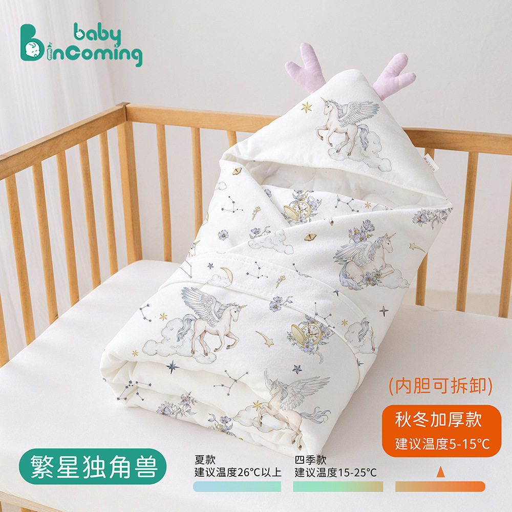 初生婴儿包被冬款加厚新生儿宝宝纯棉抱被春秋产房用品外出包裹