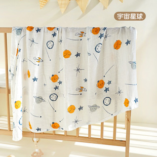 婴儿单层竹棉纱布盖毯新生宝宝包巾夏季 儿童浴巾超薄包单出门防风