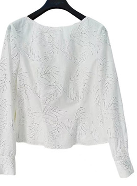 雨墨圣迪奥立秋新蕾丝气质长袖短款时尚百搭设计师上衣S253Z0540
