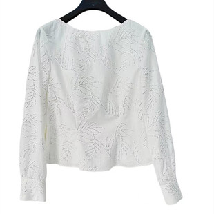 雨墨圣迪奥立秋新蕾丝气质长袖短款时尚百搭设计师上衣S253Z0540