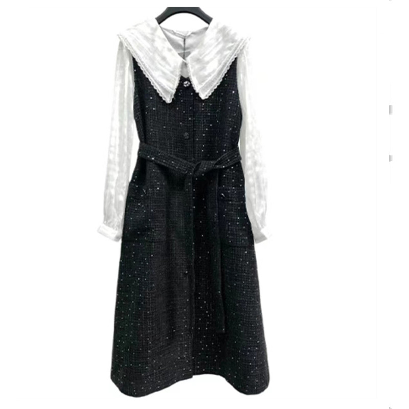 圣迪奥新款秋冬装两件套连衣裙