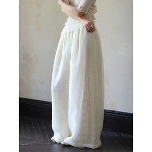 宽松显瘦百搭裤 ONMOON 2025新款 米白色直筒休闲阔腿裤 子 法式