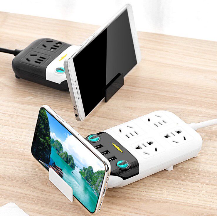 크리 에이 티브 고양이 머리 소켓 흑백 스마트 연장 코드 사무실 홈 플러그인 휴대 전화 충전 3USB 터미널 보드