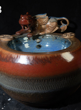 招财天然手工陶瓷貔貅办公室摆件