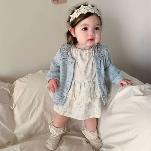 Детская весенняя универсальная куртка для девочек, трикотажный свитер, кардиган, детский комплект для выхода на улицу