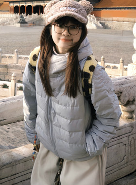 期望Studio冬季美式排骨纹连帽羽绒服男女宽松休闲保暖轻薄外套