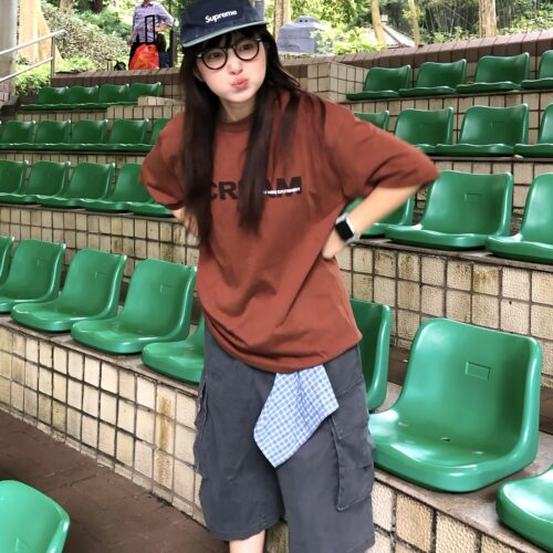 日系复古印花短袖男女夏季