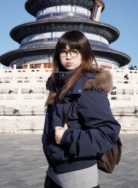 期望Studio冬季美式毛领短款羽绒服女宽松加厚保暖连帽面包服外套