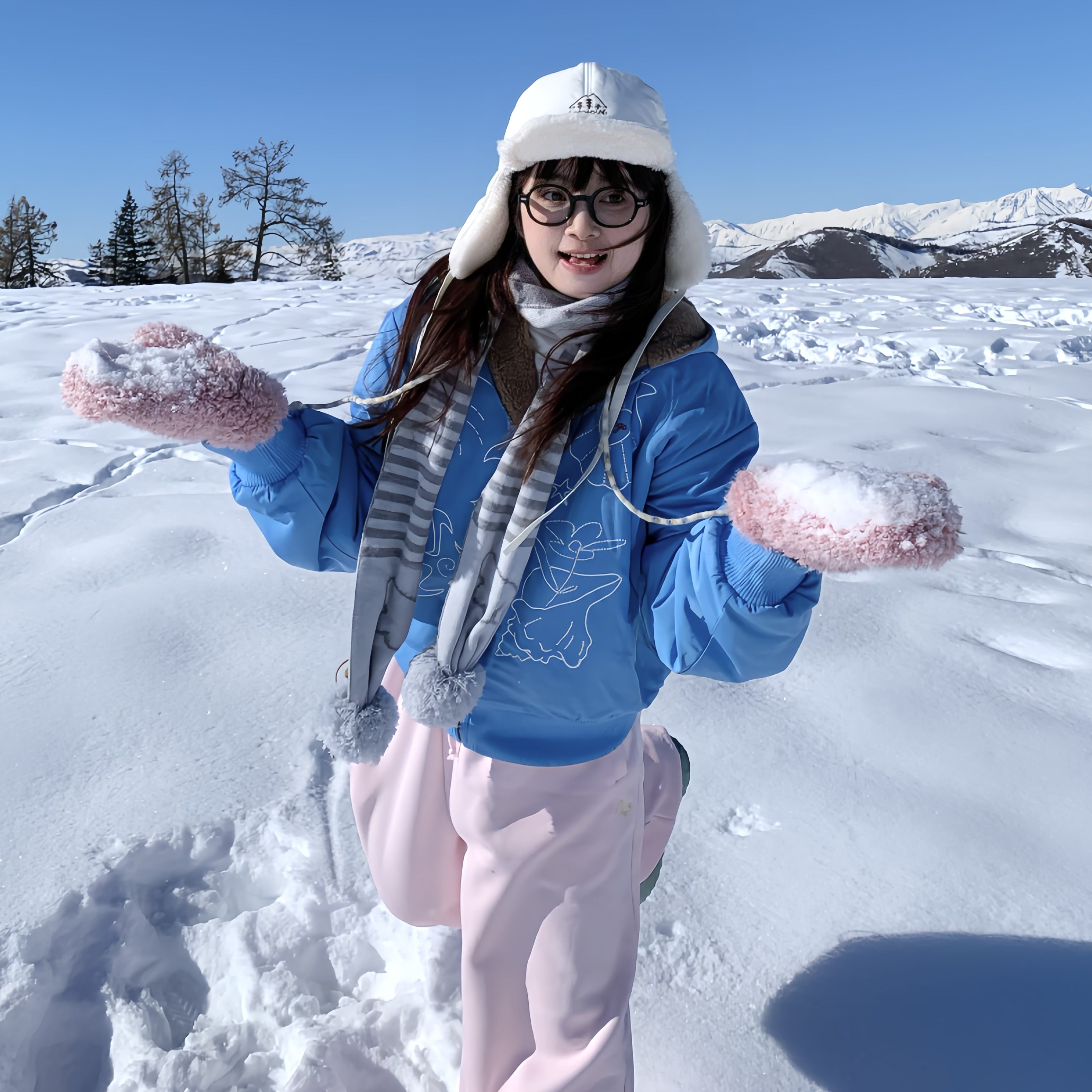 期望Studio美式甜美设计感毛绒双面穿连帽棉服外套女冬季保暖夹克