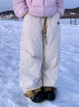 期望Studio格子拼接棉裤男女冬季休闲裤加绒加厚裤子滑雪裤防风裤