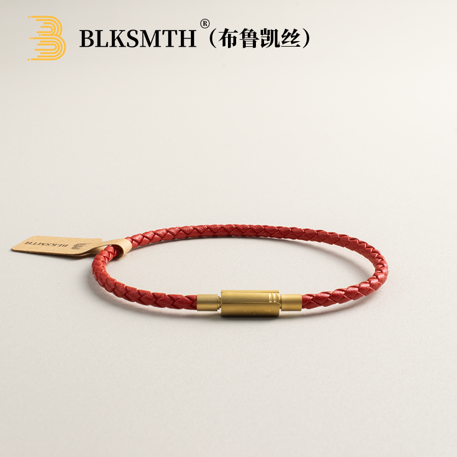 3mm真皮镀18k金竹节扣牛皮手镯简约时尚小众手链手镯手绳