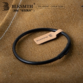 高档原创水染酷黑牛皮手镯手链黑色手绳皮绳简约个性 时尚 复古男女