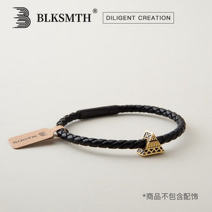 高档原创4mm牛皮手镯手链黑色手绳皮绳简约个性时尚复古