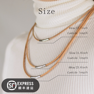 diy外贸牛皮绳吊坠项链绳手工复古原色牛皮脖子简约高桥真皮男女