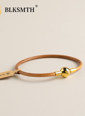 diy高档镀金转运珠牛皮手镯真皮正品手链手镯手绳简约时尚小众