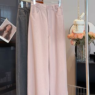 新款简约韩版文艺小清新韩东大门简约纯色直筒日常百搭牛仔裤