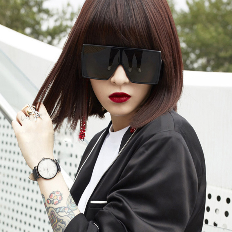 超大超个性大方框四方太阳镜男女嘻哈白框大脸圆脸网红款墨镜眼镜