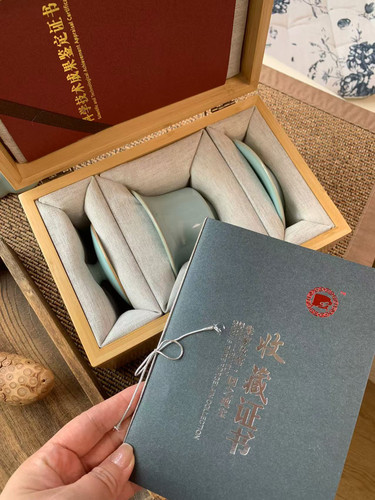 朱法喜大师手作马蹄盖碗天青茶具汝瓷支钉烧 朱家汝窑张先生严选