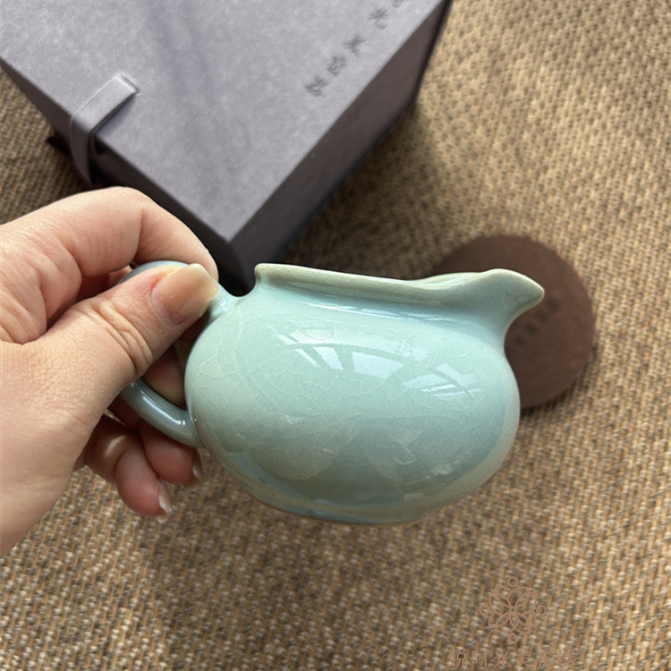 朱家汝窑公道杯手工汝瓷茶海茶具分茶公杯单个汝州原产地开片可养
