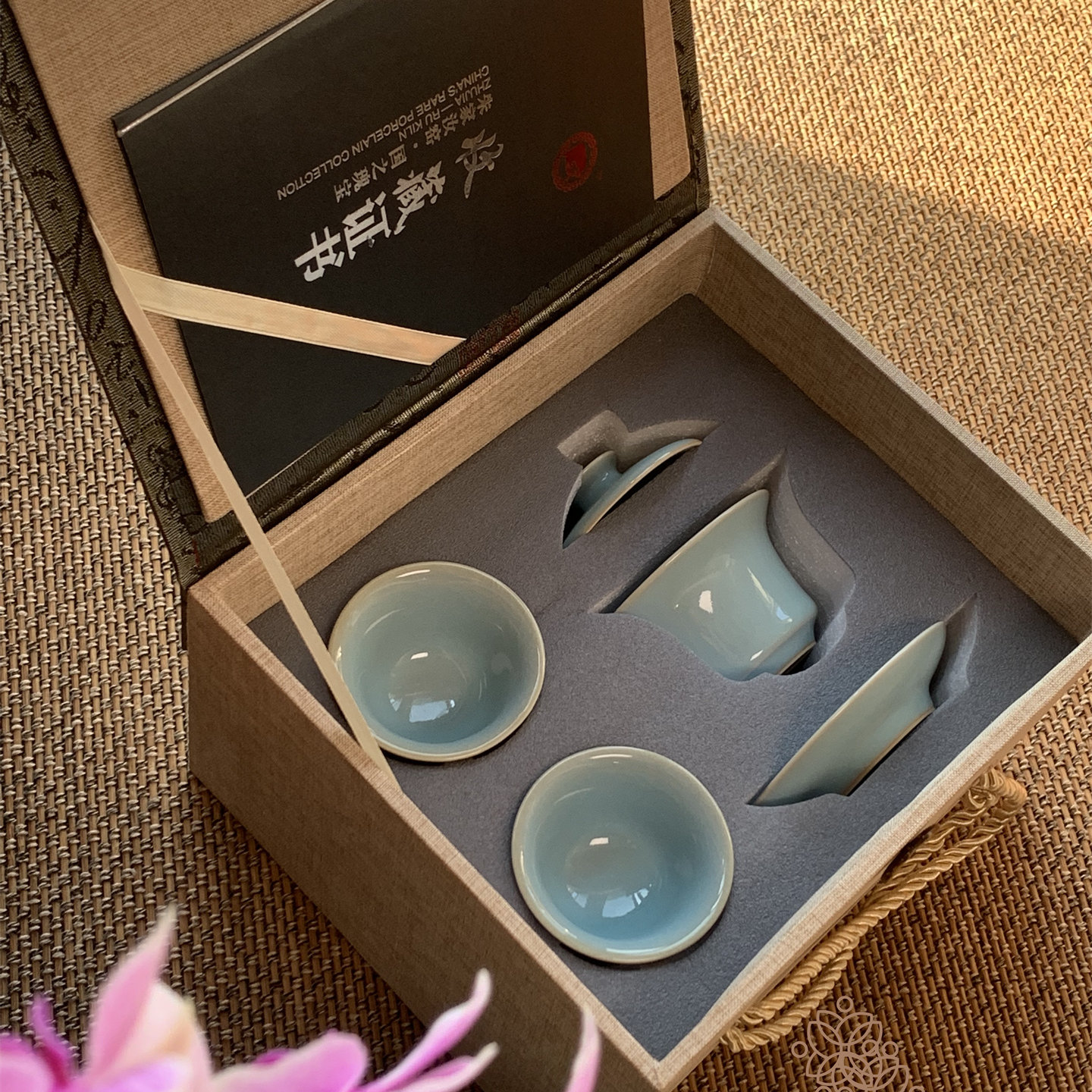 非遗窑口朱家汝窑三才盖碗功夫茶天青釉茶杯泡茶套装家用茶具礼盒