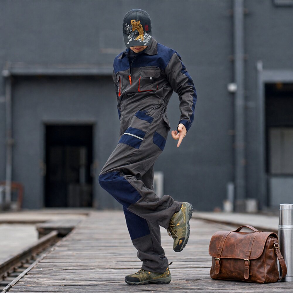 户外连体工作裤男工装裤多口袋制服套装结实耐磨宽松加大码机修潮