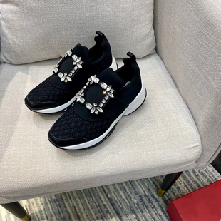 rv水钻方扣老爹鞋女鞋欧阳娜娜同款真皮网布透气厚底增高运动女鞋