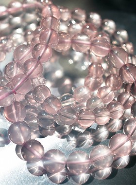 天然莫桑比克星光粉色粉水晶手链少女芙蓉石粉水晶手串送闺蜜