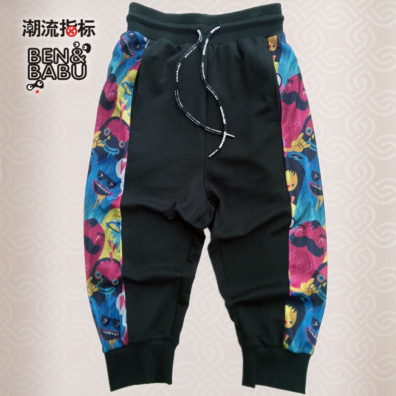 潮流指标benbabu印花侧面七分裤