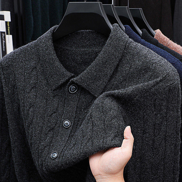 男士山羊绒衫HYXCY8K21开衫T恤领