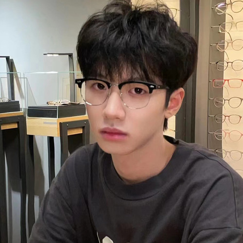 青村男女通用半框眼镜复古近视