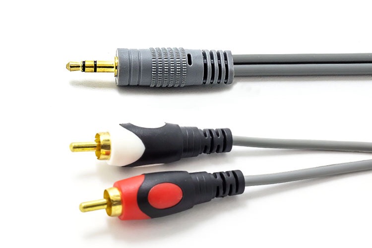 无氧铜灰色一分二音频线3.5/2RCA线 纯铜线芯 音质美妙绝伦 1.5米