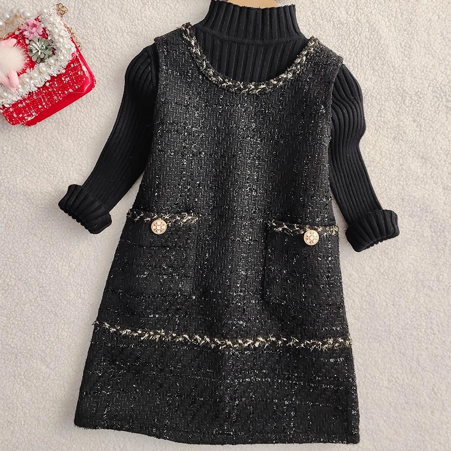 女童小香风背心裙加厚气质裙子