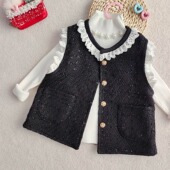 坎肩 公主马夹百搭时尚 女童小香风马甲春秋新款 2025洋气时髦童装