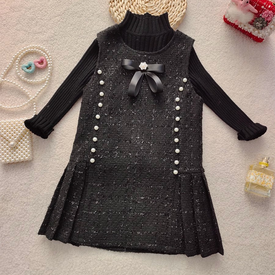 洋气女童连衣裙背心裙小香风春秋