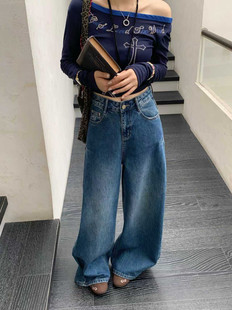 时髦高腰显瘦挺阔宽松拖地牛仔裤 2025新款 3071 女秋季 ACE大阔腿裤