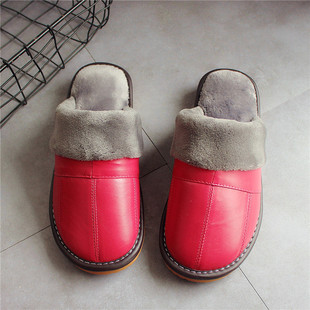 厂出价居家真皮拖鞋牛皮棉拖鞋厚底家用冬季保暖室内防滑防水静音