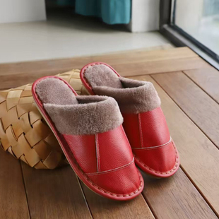 厂出价居家真皮拖鞋牛皮棉拖鞋厚底家用冬季保暖室内防滑防水静音
