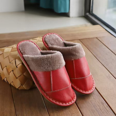 居家牛皮防水静音棉拖鞋厂出价